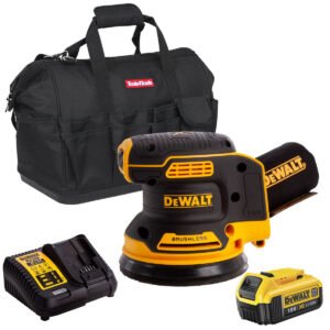 DeWalt DCW210N 18V Brushless 125mm Random Orbital Sander with 1 x 4.0Ah Battery Charger & Bag