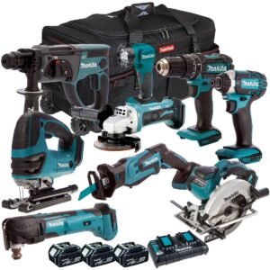 Makita 18V 9 Piece Combo Kit with 3 x 5.0Ah Batteries & Charger T4TKIT-196