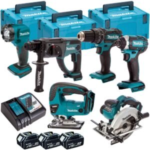Makita 6 Piece Kit 18V Li-ion with 3 x 5.0Ah Batteries & Charger T4TKIT-98