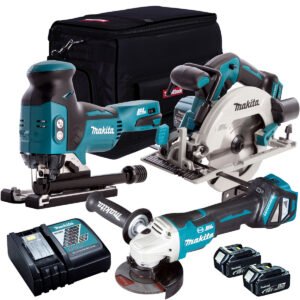 Makita 18V 3 Piece Power Tool Kit With 2 x 5.0Ah Battery & Charger T4TKIT-67