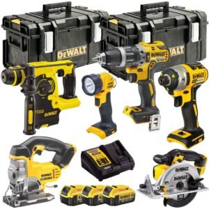 Dewalt 18V XR 6 Piece Tool Kit 3 x 4.0Ah Battery Charger & Tough Box DEW-KIT-1